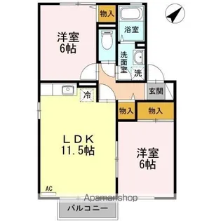 ネージュS B【2階】の間取り