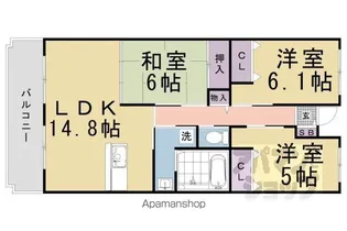 ソレイユ大山崎【1階】の間取り