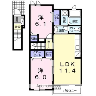 愛媛県新居浜市高田2丁目【アパート】の間取り
