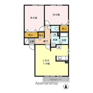 パルアモーレ【B-102号室】の間取り