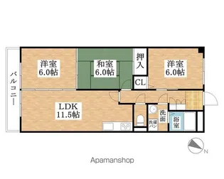 シャルマン門弟山【2階】の間取り