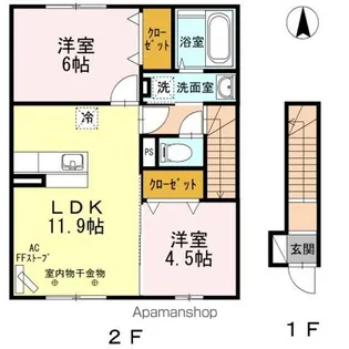 レジデンス直【2階】の間取り