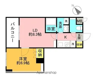 スペーシア三軒茶屋弐番館【2階】の間取り