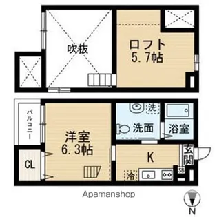 KOHIMARI志賀本通【101号室】の間取り