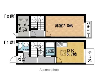 サン・ハイツB【1階】の間取り