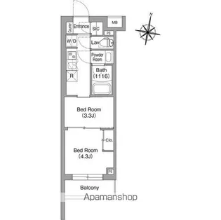 コンフォリア・リヴ東中野【2階】の間取り