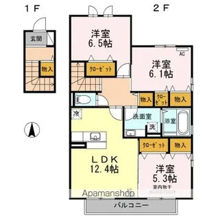 ラフィーネ双葉 A棟【201号室】の間取り