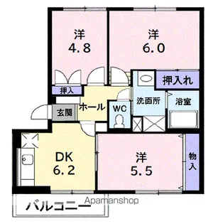 ニューキャッスル宮本【3階】の間取り
