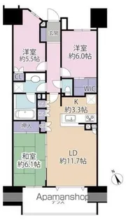 コアレジデンスレイシャス春日部【4階】の間取り