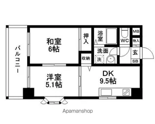 ニューライフ大濠【506号室】の間取り