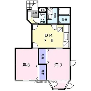 プレステージ花ずいC【1階】の間取り