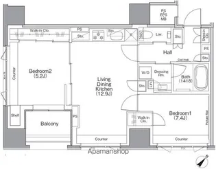 ザ・パークハビオSOHO横浜関内【14階】の間取り