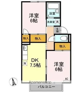 屋島ハイツ B棟【2階】の間取り