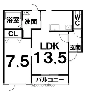 CLASS豊頃F【1-A号室】の間取り