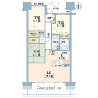 ブランズ四天王寺夕陽丘【16階】の間取り