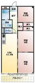 間渡里ハイツ【1階】の間取り