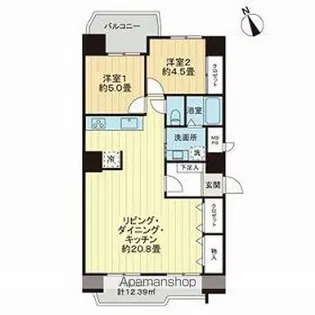 ライオンズマンション荒町【6階】の間取り