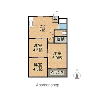 コーポラス水田【B2号室】の間取り