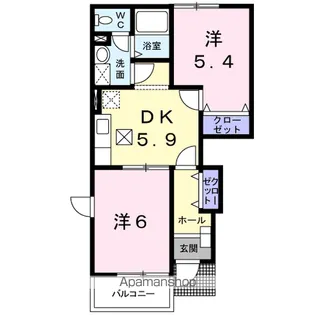 ル.レーヴ Β【1階】の間取り