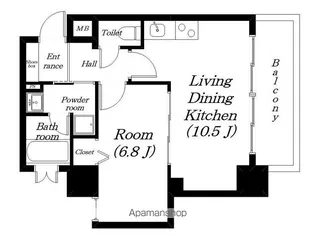 ベルヴィ大津京【6階】の間取り
