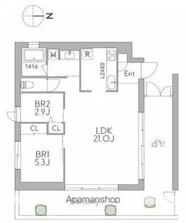 GRANDUO三軒茶屋12【4階】の間取り