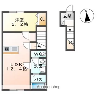 仮)白河中山下アパートB【202号室】の間取り
