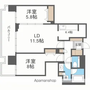 プレミストタワーズ札幌苗穂AQUAGATE【17階】の間取り