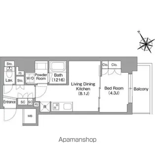 バウスフラッツ蔵前【3階】の間取り