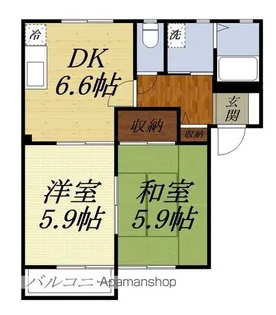 WEST WOOD【A201号室】の間取り