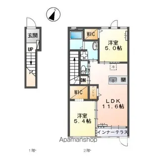 サザンフィールドB【202号室】の間取り