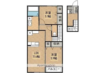 ディアコートE【2階】の間取り