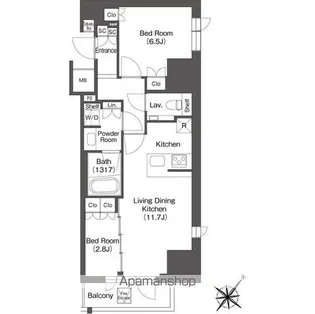 レフィールオーブ代々木【7階】の間取り