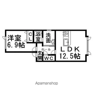 クレアひかり野【1階】の間取り