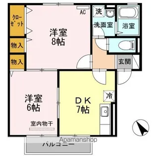 広島県三原市田野浦2丁目【アパート】の間取り