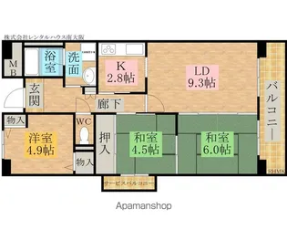 プリムローズ岸和田【301号室】の間取り