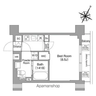 東京都中野区本町6丁目【マンション】の間取り