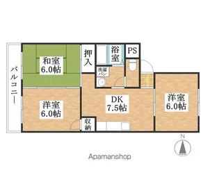 松美マンション【203号室】の間取り