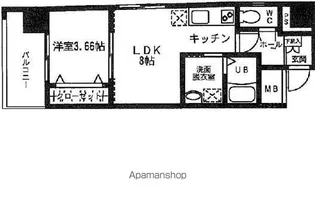 ヴェントゥーノ箱崎【401号室】の間取り