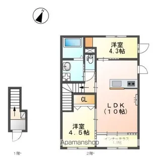 パレス北野【2階】の間取り