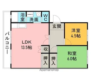 ハイツ鷹ノ羽B棟【102号室】の間取り