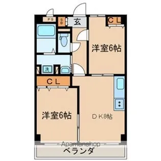 ディアコート美野島【5階】の間取り