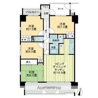 サーパス浜ノ町ツインタワー【5階】の間取り