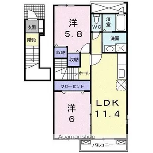 サンパティーク・メゾンB【2階】の間取り