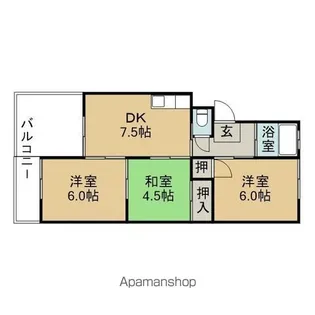 六軒屋農住団地コーポ松栄【2階】の間取り