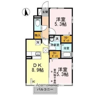 セジュール笹谷Ⅱ【1階】の間取り