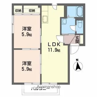 グランドハイツ中津川【2階】の間取り