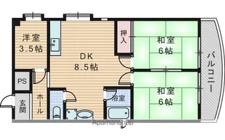 辻川ビル【403号室】の間取り