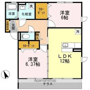 プレミールASO Ⅰ B棟【1階】の間取り