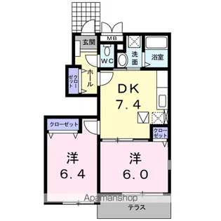 パル レジデンス三番割A【1階】の間取り