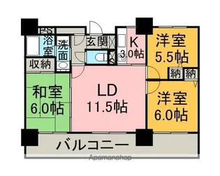 シャトーアトラス【907号室】の間取り
